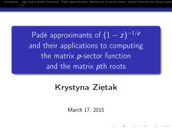 PadÃ© approximants of (1-z)-1/p and their applications to computing