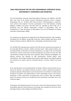 FINAL PRESS RELEASE FOR THE FIRST MOZAMBIQUE
