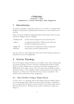 CSSE1001 1 Introduction 2 System Topology