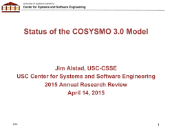 Status of the COSYSMO 3.0 Model - Center for Software Engineering