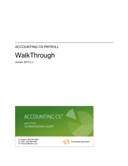 Accounting CS Payroll: WalkThrough