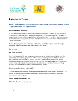 Invitation to Tender - The Cyprus Sustainable Tourism Initiative (CSTI)