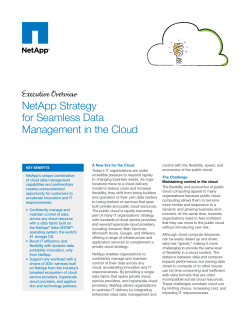 NetApp Strategy for Seamless Data Management in the Cloud