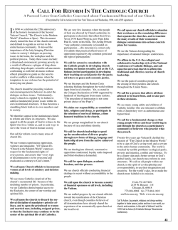 A CALL FOR REFORM IN THE CATHOLIC CHURCH