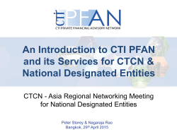 An Introduction to CTI PFAN and its Services for CTCN & National