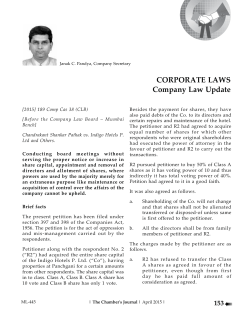 CORPORATE LAWS Company Law Update