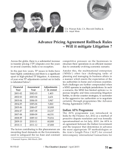 Advance Pricing Agreement Rollback Rules â Will it mitigate Litigation