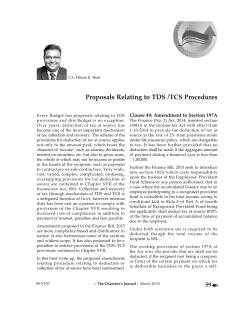 Proposals Relating to TDS /TCS Procedures