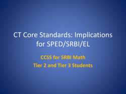 CT Core Standards: Implications for SPED/SRBI/EL
