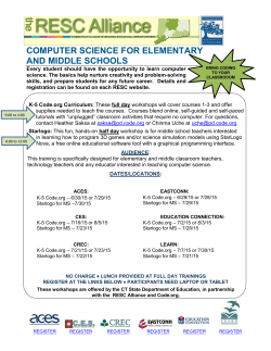 COMPUTER SCIENCE FOR ELEMENTARY AND MIDDLE SCHOOLS