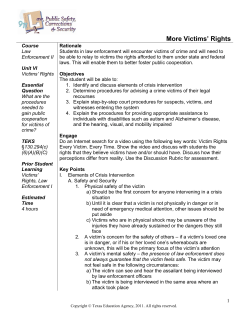 More Victims` Rights - Career and Technical Education