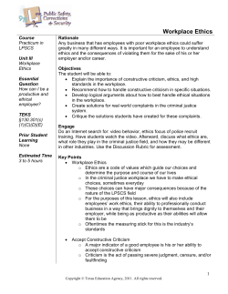 Workplace Ethics - Career and Technical Education