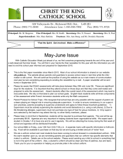 May 2015 Newsletter - Christ The King