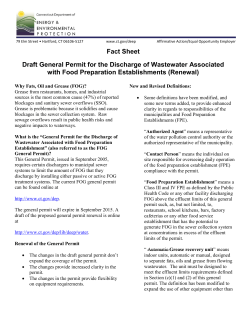 Fact Sheet Draft General Permit for the Discharge of Wastewater