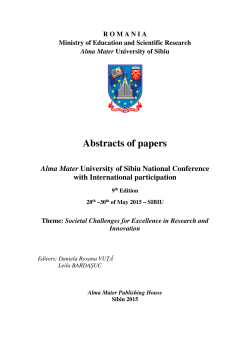 Abstracts of papers - Universitatea Alma Mater din Sibiu