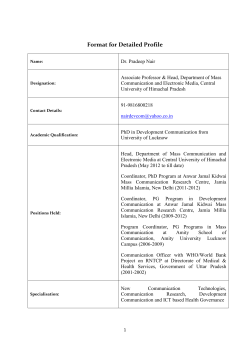 Format for Detailed Profile - Central University of Himachal Pradesh