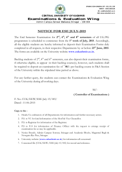 NOTICE FOR ESE JULY-2015 - Central University Of Kashmir