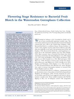 Flowering Stage Resistance to Bacterial Fruit Blotch in the
