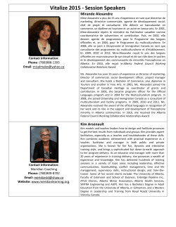 Speakers - Alberta Culture and Community Spirit