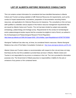 List of Alberta Historic Resource Consultants April 2015