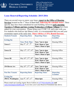 Lease Renewal/Reporting Schedule: 2015-2016