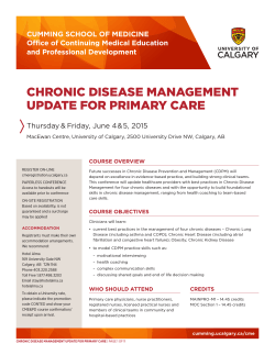 CHRONIC DISEASE MANAGEMENT UPDATE FOR PRIMARY CARE
