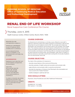 RENAL END OF LIFE WORKSHOP - University of Calgary