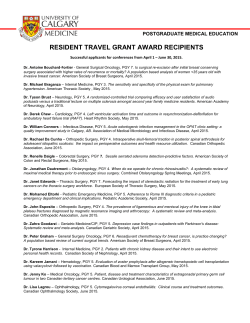 RESIDENT TRAVEL GRANT AWARD RECIPIENTS