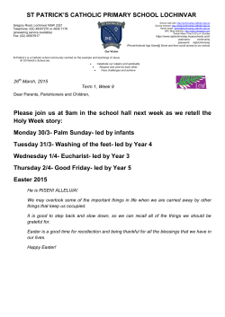 T1 Week 9 Newsletter - St Patrick`s Catholic Primary School, Lochinvar