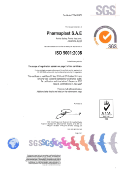 Pharmaplast S.A.E ISO 9001 :2008