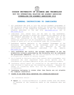 Counselling/Admission - 2015 Instructions