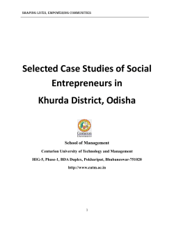 Selected Case Studies of Social Entrepreneurs in Khurda District