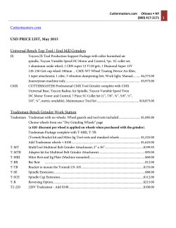 Cuttermasters.com USD PRICE LIST, May 2015 Universal Bench