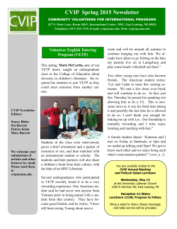 CVIP Spring 2015 Newsletter