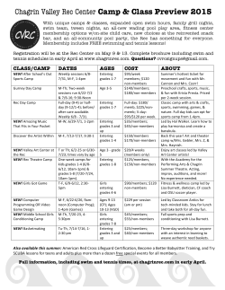Chagrin Valley Rec Center Camp & Class Preview 2015