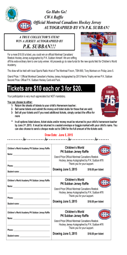 CWA Raffle Official Montreal Canadiens Hockey Jersey