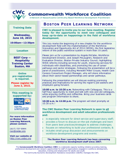 boston peer learning network - Commonwealth Workforce Coalition