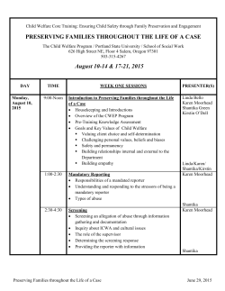 Life of a Case Agenda - Child Welfare Partnership Training