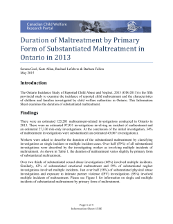 Duration of Maltreatment by Primary Form of Substantiated