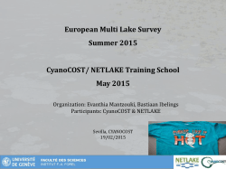 European Multi Lake Survey Summer 2015 CyanoCOST/ NETLAKE