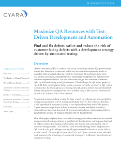 Maximize QA Resources with Test- Driven