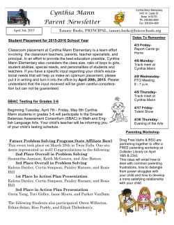 Cynthia Mann Parent Newsletter - Cynthia Mann Elementary School