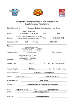 FIM Europe Cup Supplementary Regulations