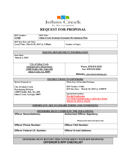 City of Johns Creek RFP #15-086 Strategic Economic Development