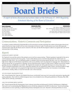 February 17, 2015 Board Briefs - LaGrange Highlands School
