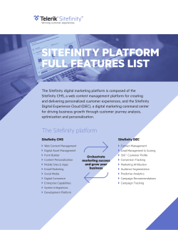 SITEFINITY PLATFORM FULL FEATURES LIST