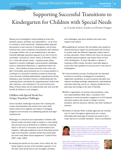 Supporting Successful Transitions to Kindergarten for Children with