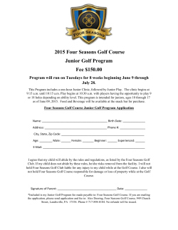 2015 Four Seasons Golf Course Junior Golf Program Fee $150.00
