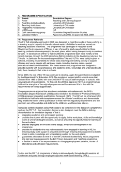 1. PROGRAMME SPECIFICATION 2. Award: Foundation Degree 3