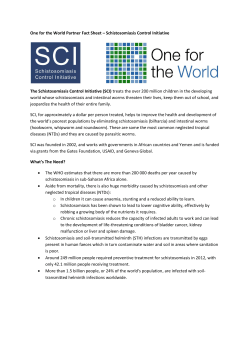 One for the World Partner Fact Sheet â Schistosomiasis Control